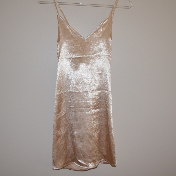 Gold Satin Slip Dress - Picture 4 of 7